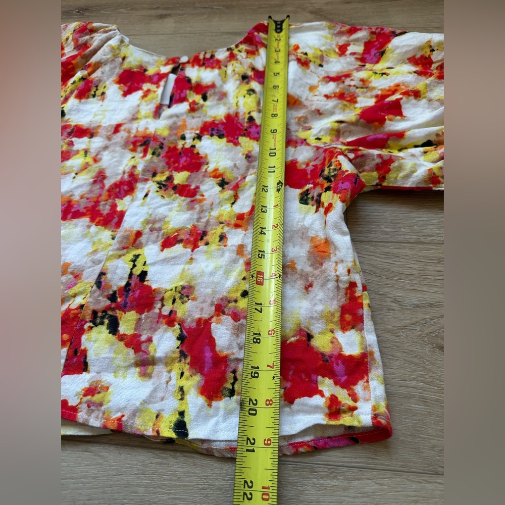 Dkny Puff Sleeve linen Blouse M - Picture 10 of 10